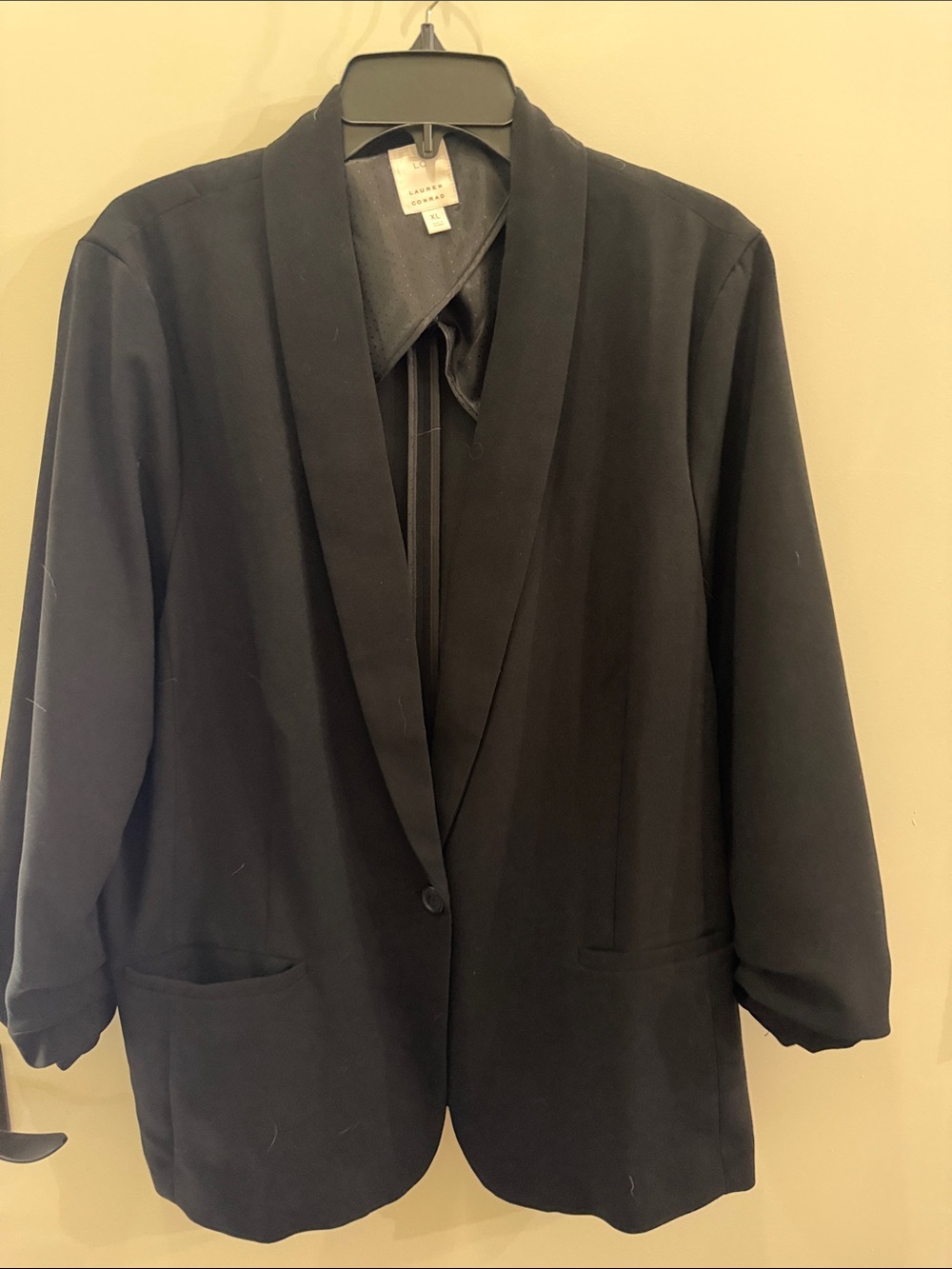 LC Lauren Conrad Black Open-Front Blazer with Shawl Collar